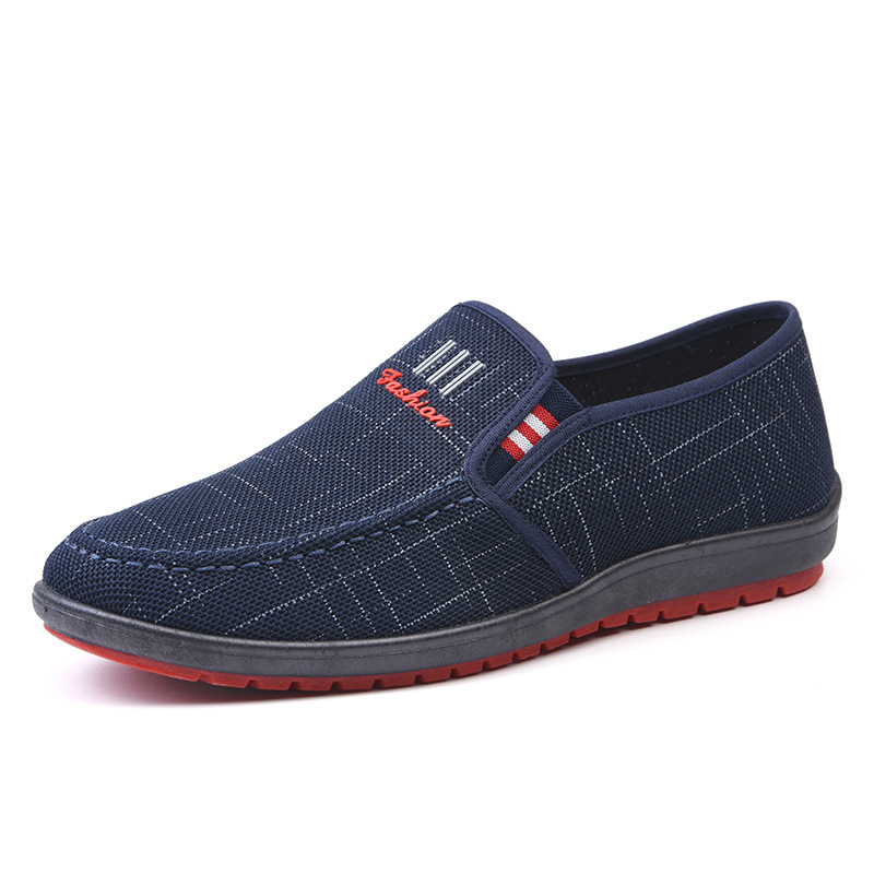 Muške platnene slip-on tenisice s kariranim uzorkom, gumeni potplat, nizak potpetica 1–3 cm