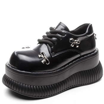 Ženske loaferice s debelim potplatom, vezanje i mašnica, PU potplat, mekane i otporne na klizanje, fakultetski stil