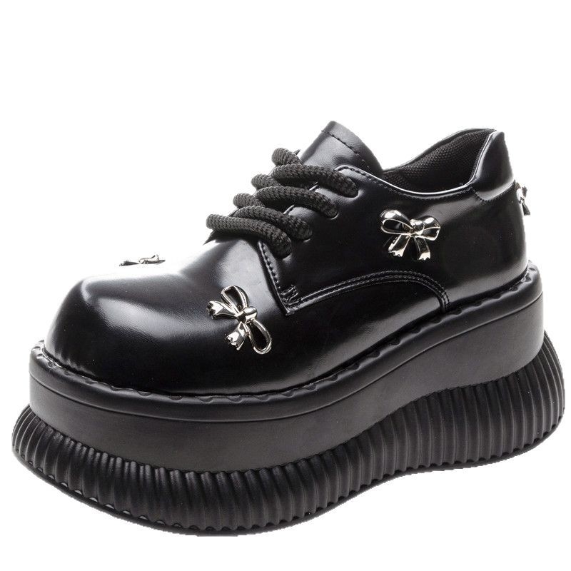 Ženske loaferice s debelim potplatom, vezanje i mašnica, PU potplat, mekane i otporne na klizanje, fakultetski stil