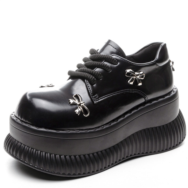 Ženske loaferice s debelim potplatom, vezanje i mašnica, PU potplat, mekane i otporne na klizanje, fakultetski stil