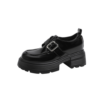 Ženske cipele od mikrovlakna kože, okrugli vrh, preppy stil, debela peta, unutarnje povećanje visine