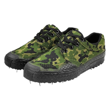 Jihua 3537 pracovné topánky z plátna, šnúrkami, guľatý nos, podrážka z prírodnej gumy, priedušné a odolné voči opotrebeniu