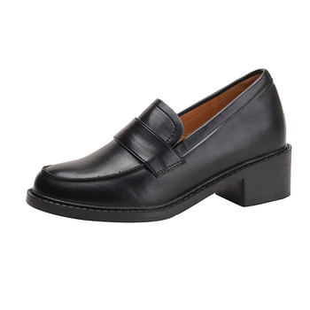 Ženske loaferice s unutarnjim povećanjem visine, gornji dio od mikrovlaknaste kože, gumeni potplat, petu 6–8 cm, stil koledža