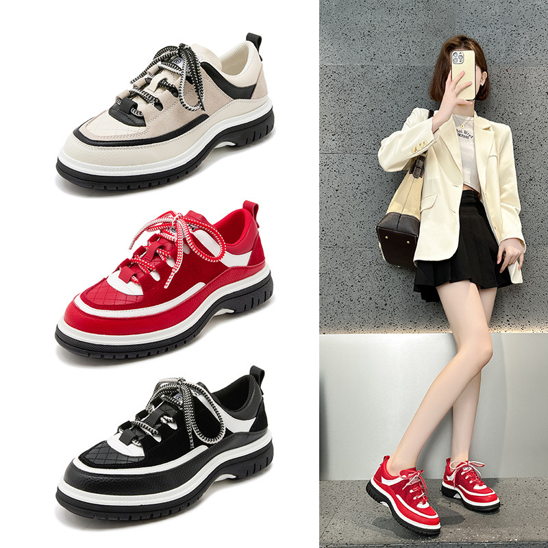 Ženske tenisice za svakodnevnu upotrebu s skrivenim 7 cm povećanjem visine, mrežasto gornje, debeli gumeni đon, prednje vezanje, okrugli vrh