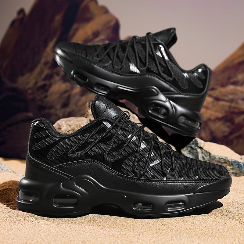 Férfi futócipők vastag talppal, lélegző hálós felsőrész, PU talp, fűzős zárás, alacsony felső rész, ütéscsillapító rendszer