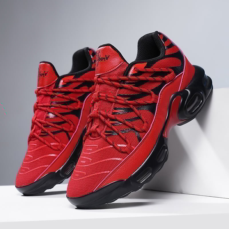 Férfi futócipők vastag talppal, lélegző hálós felsőrész, PU talp, fűzős zárás, alacsony felső rész, ütéscsillapító rendszer