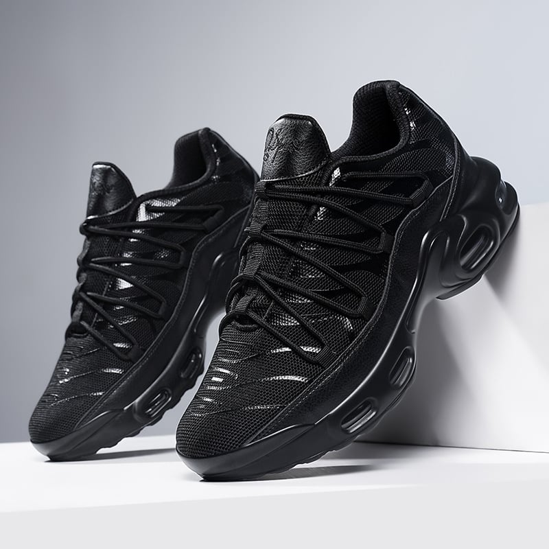 Férfi futócipők vastag talppal, lélegző hálós felsőrész, PU talp, fűzős zárás, alacsony felső rész, ütéscsillapító rendszer