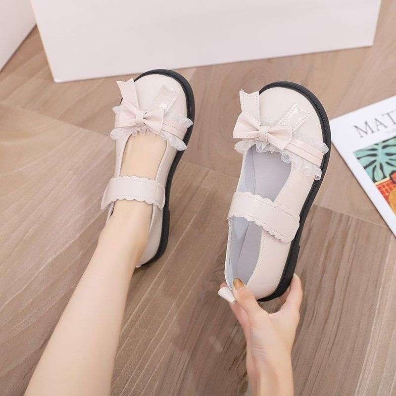 Női lapos cipők, kerek orr, PU felsőrész, japán brog stílus, Velcro zárás