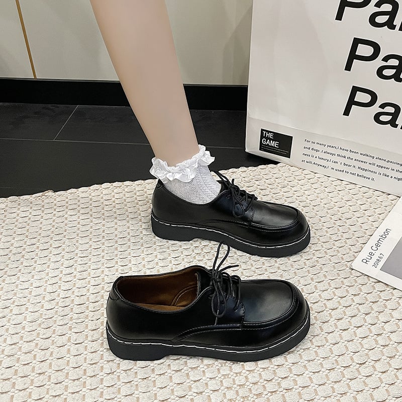 Ženske britskog stila loaferice s okruglim vrhom, PU gornji dio, gumeni đon, visina potpetice 3–5 cm