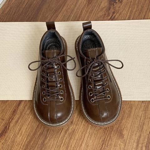 Ženske Oxford ravne cipele, japanski stil, PU gornji dio, PU đon, niski štikla (<3 cm), vezanje