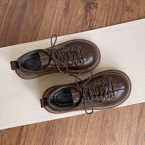 Ženske Oxford ravne cipele, japanski stil, PU gornji dio, PU đon, niski štikla (<3 cm), vezanje