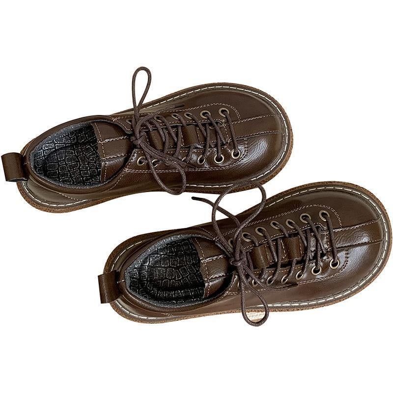 Ženske Oxford ravne cipele, japanski stil, PU gornji dio, PU đon, niski štikla (<3 cm), vezanje