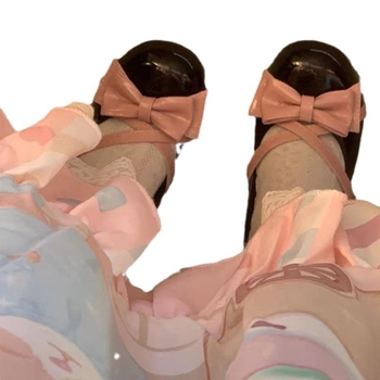 Mary Jane cipők - Kerek orr, PU felsőrész, vastag sarka 3–6 cm, Japán stílus, csatos pánttal záródó