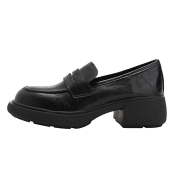 Loafer cipők kerek orrú, középtok (3–5 cm), vastag sarok, felső rész: szuper rost, gumi talp