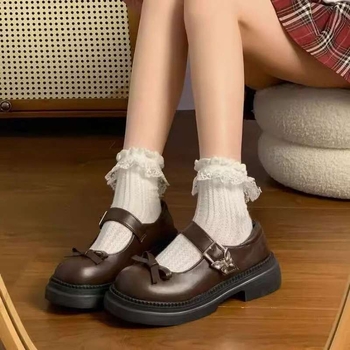 Női Mary Jane cipő, PU felsőrész, kerek orr, vastag sarka, sarokmagasság több mint 8 cm