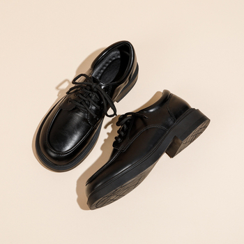 Ženski loaferi s debelom platformom i vezicama, okrugla špička, gornji dio od mikrovlakana, unutrašnjost od mikrovlakana, gumena potplat, srednje visoka peta 3–5 cm