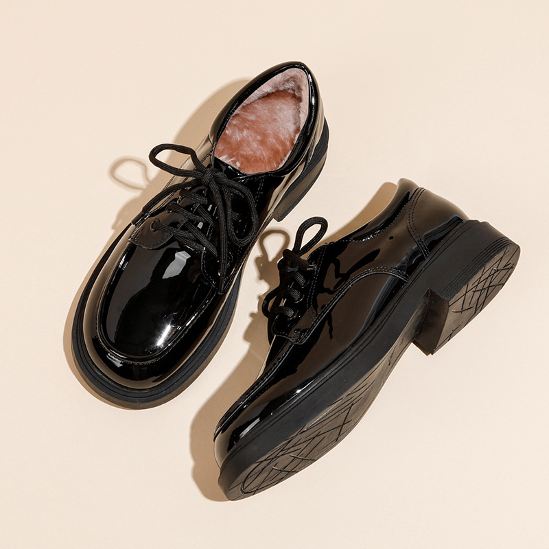 Ženski loaferi s debelom platformom i vezicama, okrugla špička, gornji dio od mikrovlakana, unutrašnjost od mikrovlakana, gumena potplat, srednje visoka peta 3–5 cm