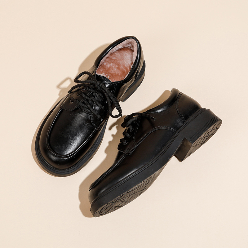 Ženski loaferi s debelom platformom i vezicama, okrugla špička, gornji dio od mikrovlakana, unutrašnjost od mikrovlakana, gumena potplat, srednje visoka peta 3–5 cm