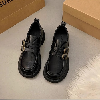 Kismama bőr slip-on cipő vastag talppal (kerek orrú, felsőrész mikroszálas, talp gumiból, 3–5 cm-es középmagas sarkú, belső EVA)