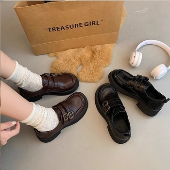 Kismama bőr slip-on cipő vastag talppal (kerek orrú, felsőrész mikroszálas, talp gumiból, 3–5 cm-es középmagas sarkú, belső EVA)