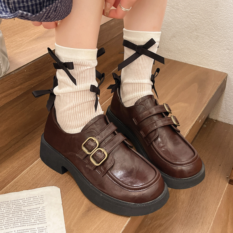 Kismama bőr slip-on cipő vastag talppal (kerek orrú, felsőrész mikroszálas, talp gumiból, 3–5 cm-es középmagas sarkú, belső EVA)