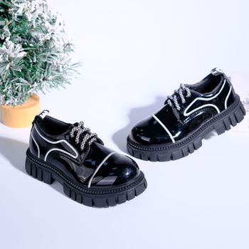 Dječje kožne cipele s debelim potplatom, britanski stil, školske cipele bez vezica, korejska verzija, uzorak slova