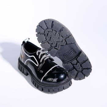 Dječje kožne cipele s debelim potplatom, britanski stil, školske cipele bez vezica, korejska verzija, uzorak slova