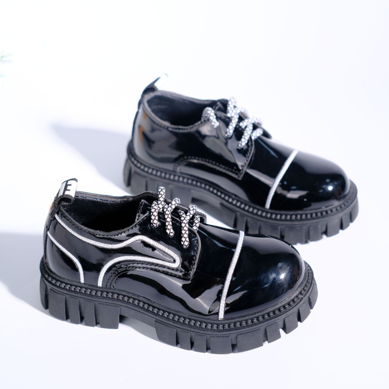 Dječje kožne cipele s debelim potplatom, britanski stil, školske cipele bez vezica, korejska verzija, uzorak slova