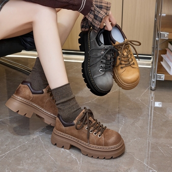 Platform loafers 2025 proljeće: JK sveučilišni stil, retro britski izgled, gornji dio od pigskin, đon TPR, debeo pet 6-8 cm