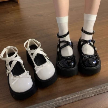 Mary Jane cipők, kerek orr, PU felsőrész, gumi talp, 3-5 cm sarok