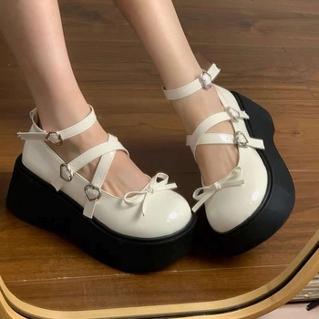 Mary Jane cipők, kerek orr, PU felsőrész, gumi talp, 3-5 cm sarok