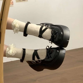 Mary Jane cipők, kerek orr, PU felsőrész, gumi talp, 3-5 cm sarok