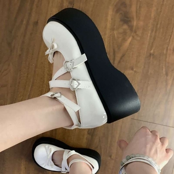 Mary Jane cipők, kerek orr, PU felsőrész, gumi talp, 3-5 cm sarok