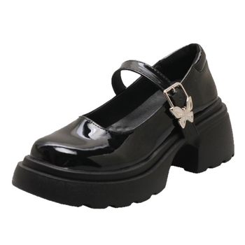 Női Mary Jane cipők, vastag talppal, kerek orr, felső rész Super Fiber anyagból, belső EVA talpbetét, külső gumitalp, középmagas sarok 3-5 cm
