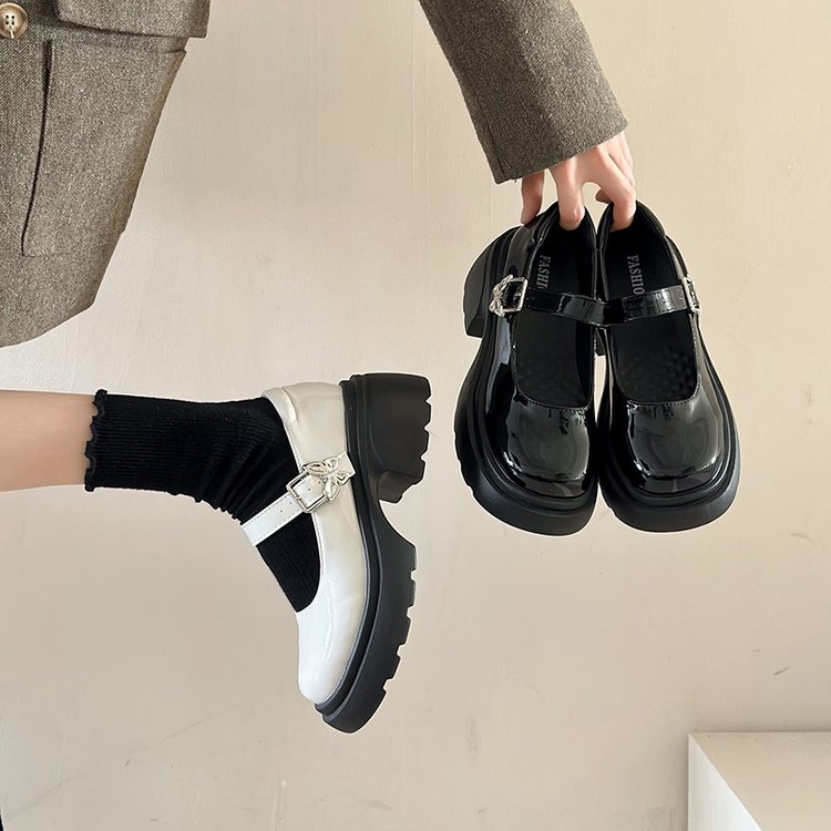 Női Mary Jane cipők, vastag talppal, kerek orr, felső rész Super Fiber anyagból, belső EVA talpbetét, külső gumitalp, középmagas sarok 3-5 cm