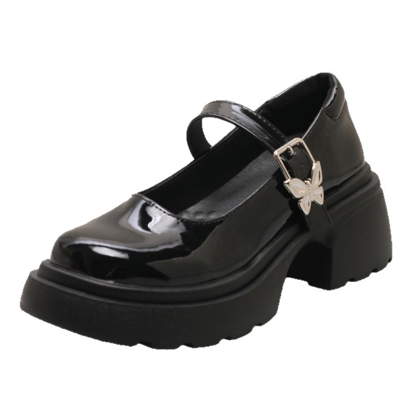 Női Mary Jane cipők, vastag talppal, kerek orr, felső rész Super Fiber anyagból, belső EVA talpbetét, külső gumitalp, középmagas sarok 3-5 cm