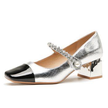Pantofi de damă cu talpă plată Jinhansha – vârf pătrat, Slip-On, talpă din cauciuc, branț PU