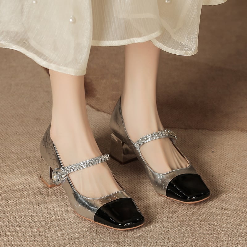 Pantofi de damă cu talpă plată Jinhansha – vârf pătrat, Slip-On, talpă din cauciuc, branț PU