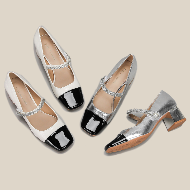 Pantofi de damă cu talpă plată Jinhansha – vârf pătrat, Slip-On, talpă din cauciuc, branț PU
