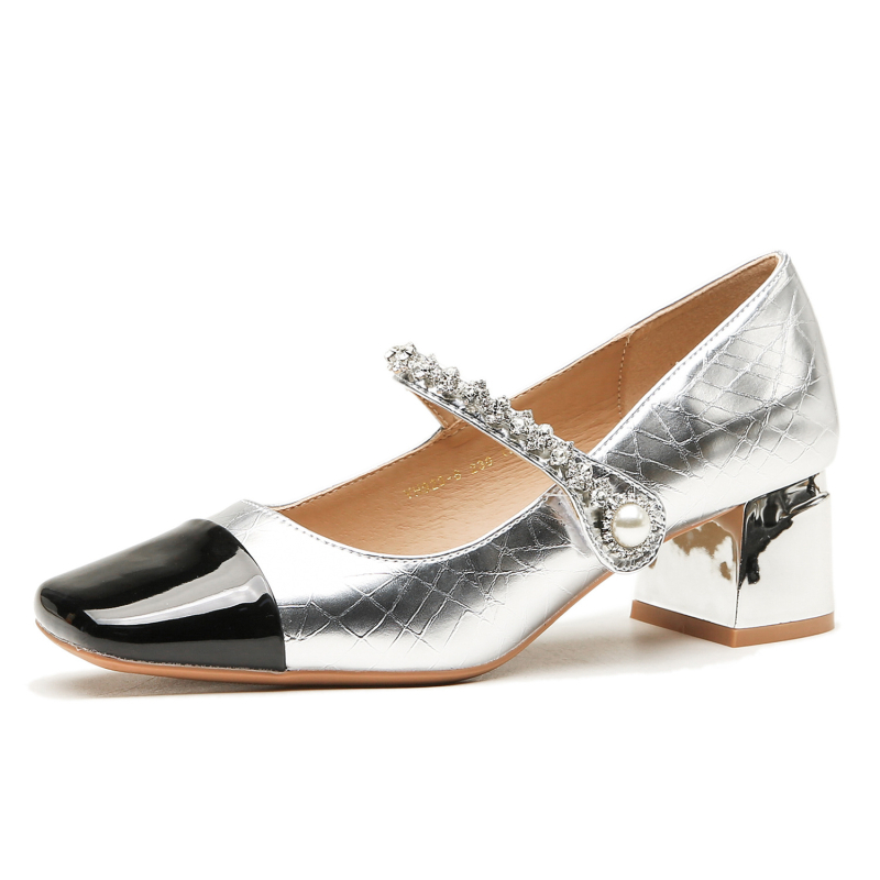 Pantofi de damă cu talpă plată Jinhansha – vârf pătrat, Slip-On, talpă din cauciuc, branț PU