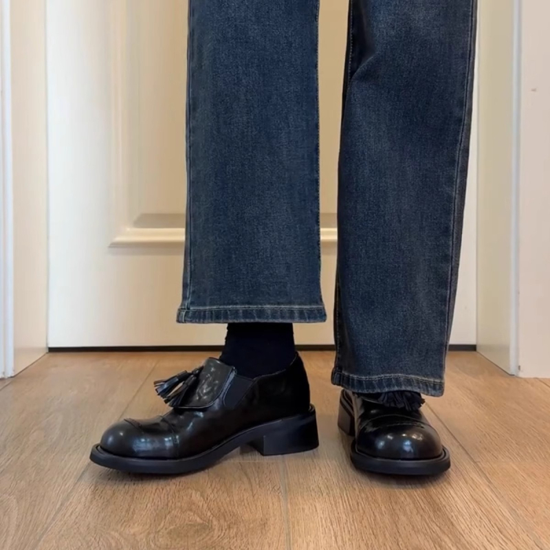Casual loafers od mikrovlakana s resicama, okrugli nos, gumena potpetica 3–5 cm