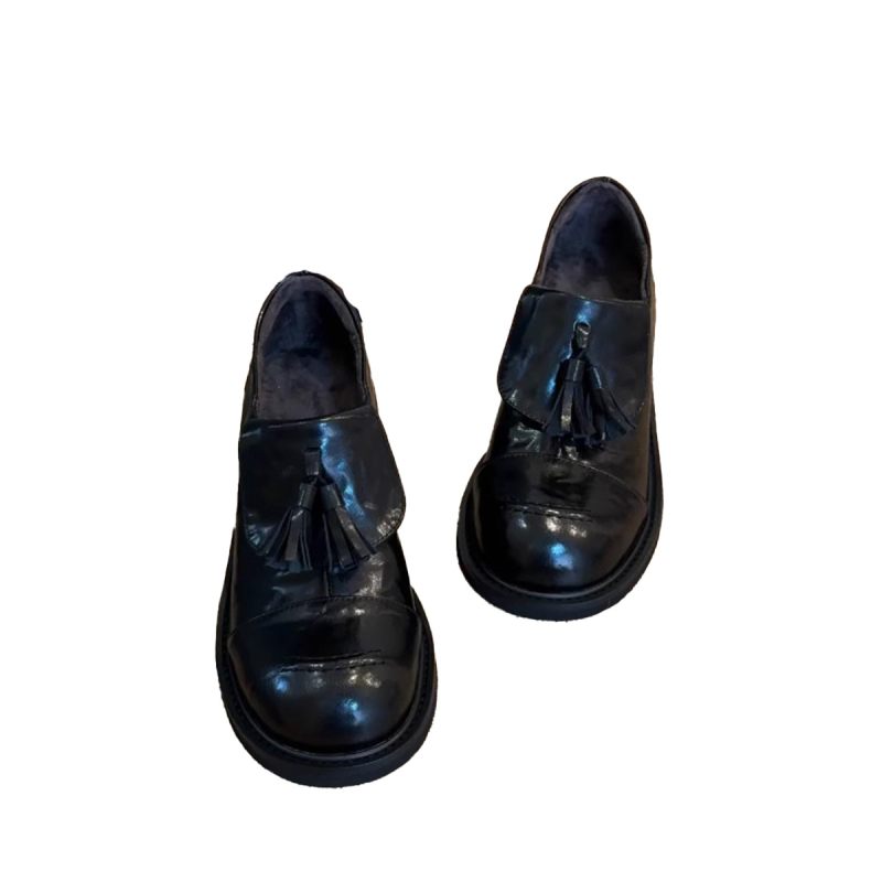 Casual loafers od mikrovlakana s resicama, okrugli nos, gumena potpetica 3–5 cm
