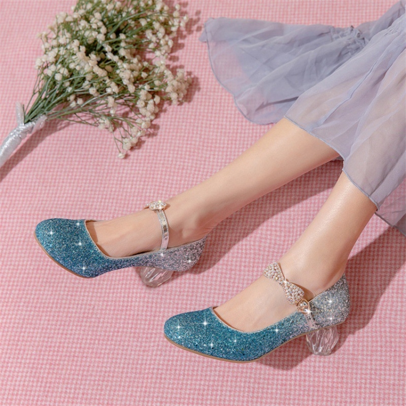 Hercegnő-stílusú gyerekcipő mindennapokra, csattal (PU felsőrész, gumi talp, kerek orr, csúszásmentes)