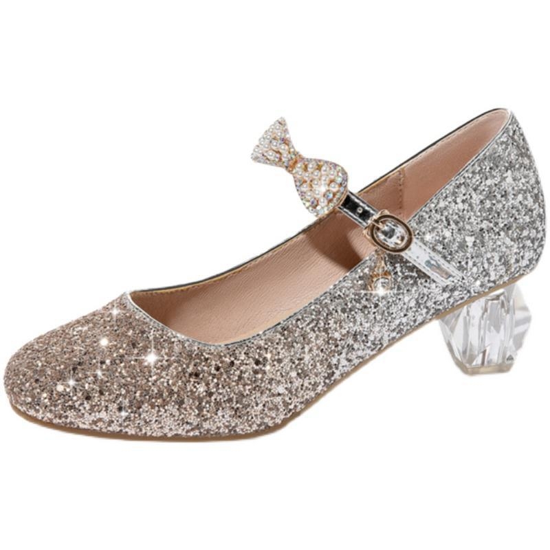 Hercegnő-stílusú gyerekcipő mindennapokra, csattal (PU felsőrész, gumi talp, kerek orr, csúszásmentes)