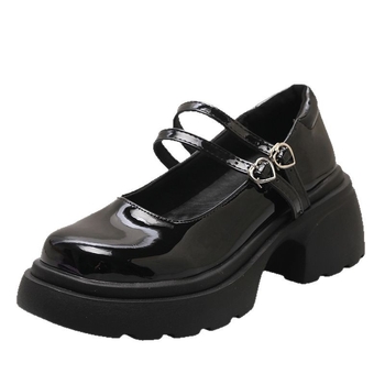 Mary Jane topánky pre ženy, stredná päta 3–6 cm, PU horný materiál, zapínanie s prackou, gumová podrážka