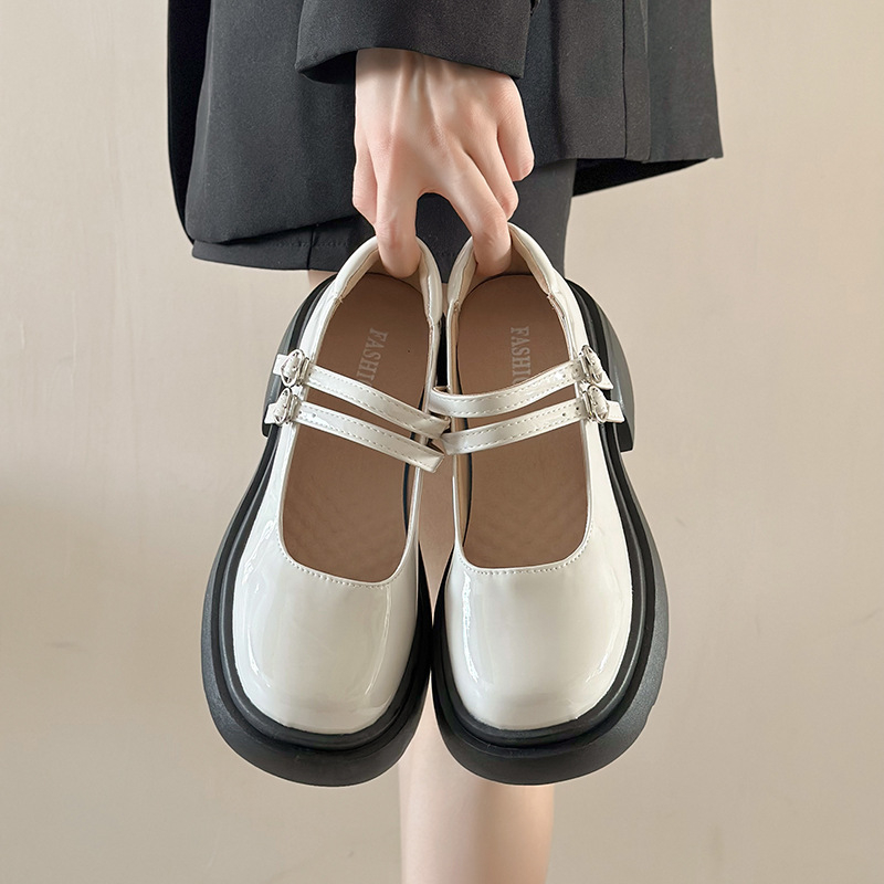 Mary Jane topánky pre ženy, stredná päta 3–6 cm, PU horný materiál, zapínanie s prackou, gumová podrážka