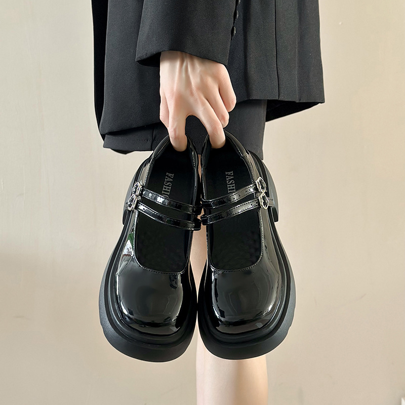 Mary Jane topánky pre ženy, stredná päta 3–6 cm, PU horný materiál, zapínanie s prackou, gumová podrážka