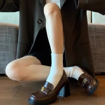Ženski loaferi s kvadratnim vrhom, PU gornji dio, debeli pet 6–8 cm, slip-on