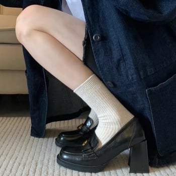 Ženski loaferi s kvadratnim vrhom, PU gornji dio, debeli pet 6–8 cm, slip-on
