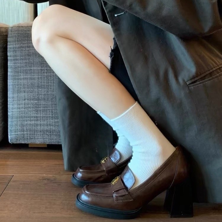 Ženski loaferi s kvadratnim vrhom, PU gornji dio, debeli pet 6–8 cm, slip-on